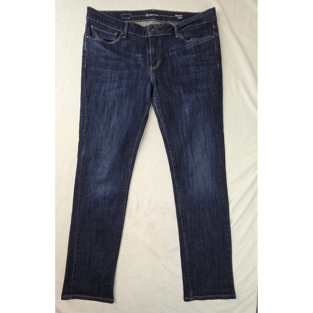 Levi's Jeans Women 32 Blue Slight Curve Modern Rise‎ Straight Excellent